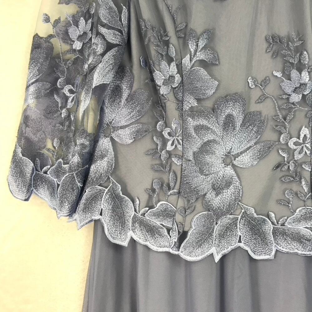 Alex Evenings Dress Size 4 Purple Embroidered Chiffon Mock Tea Knee Length Midi - Picture 7 of 14